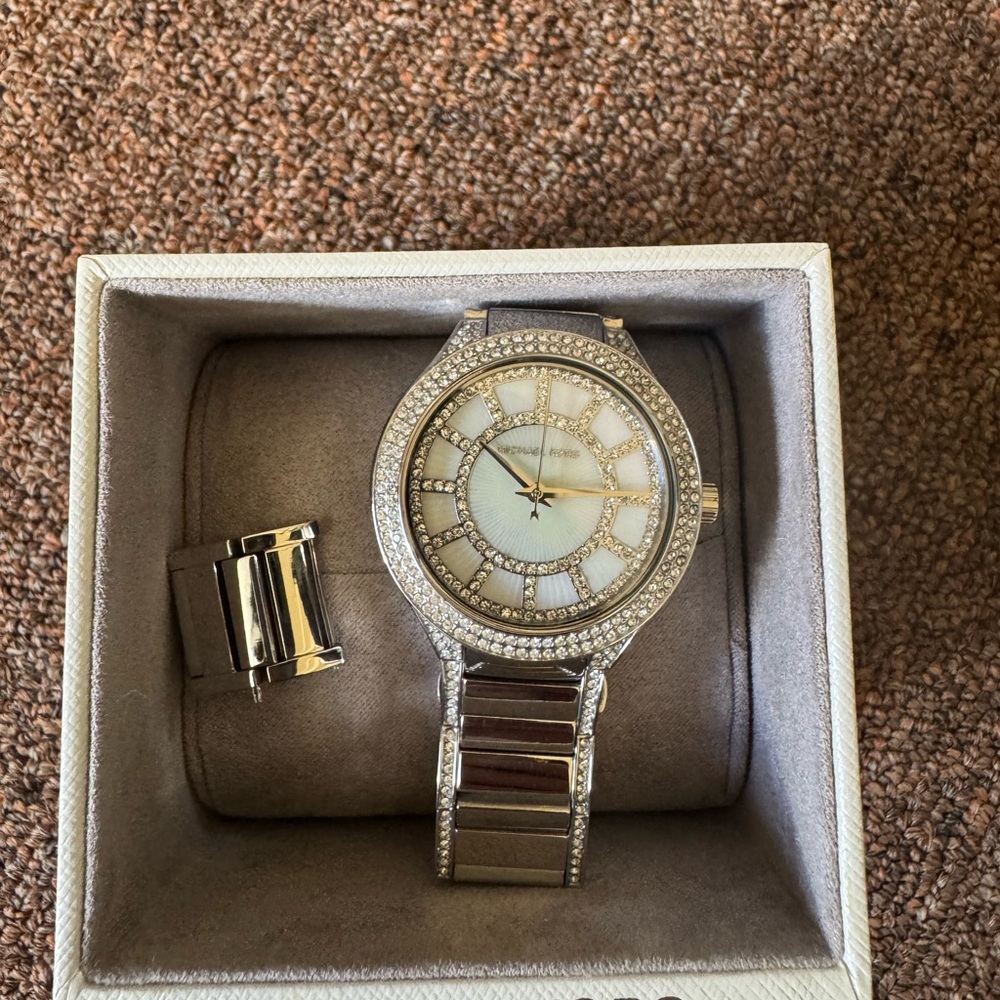 Michael Kors Silver Watch with Crystal Accents